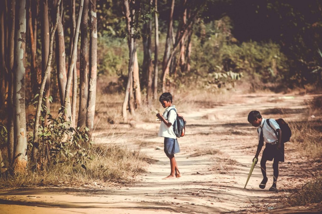 kids going to school